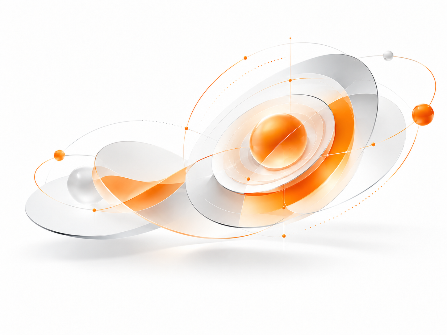 Abstract orange orbital forms representing review, insight and prioritisation