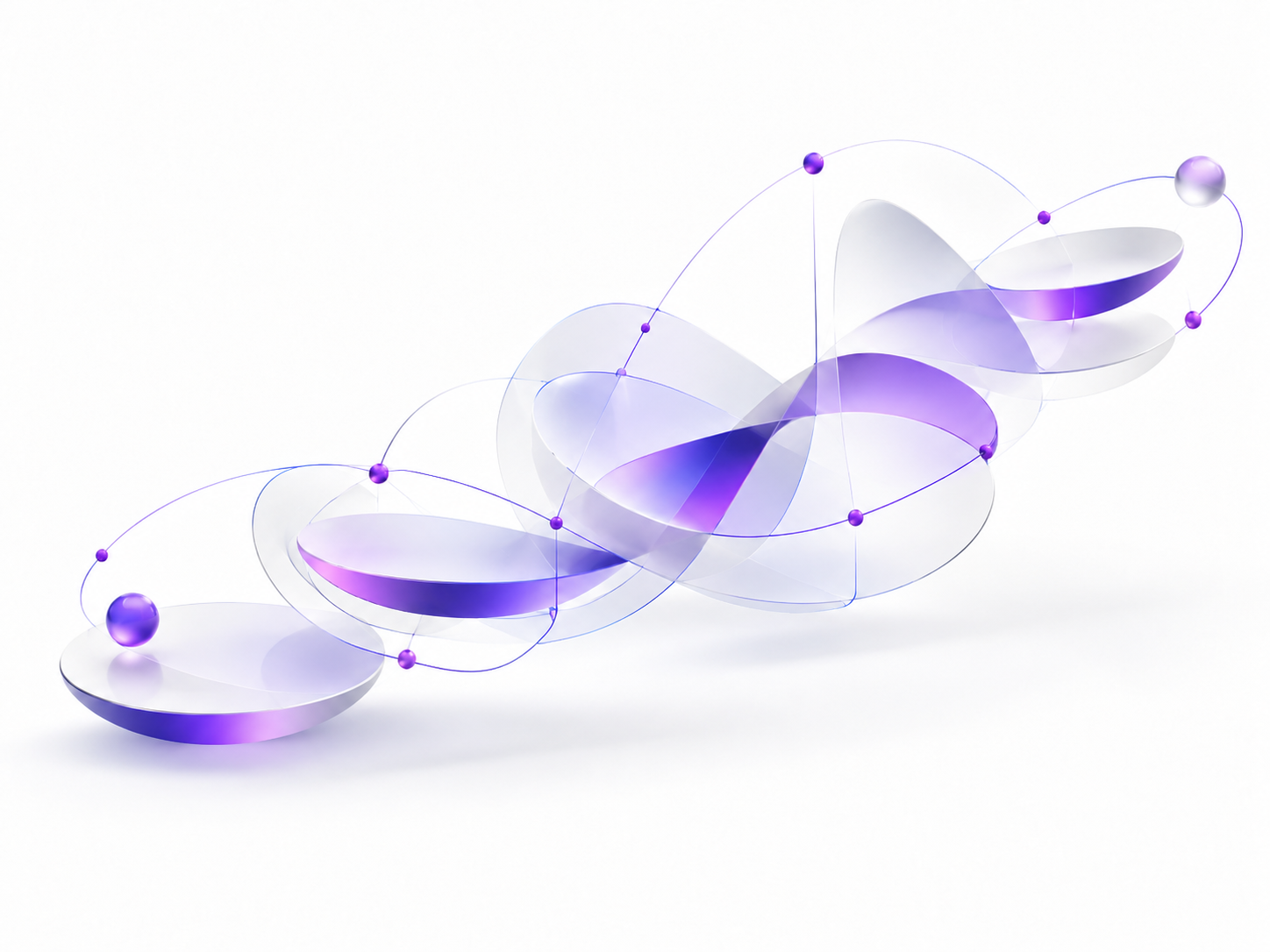Abstract purple connected forms representing implementation and support